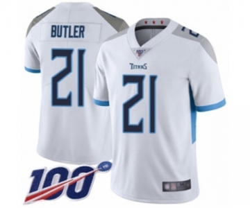 Men's Tennessee Titans #21 Malcolm Butler White Vapor Untouchable Limited Player 100th Season Football Jersey