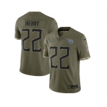 Men's Tennessee Titans #22 Derrick Henry 2022 Olive Salute To Service Limited Stitched Jersey