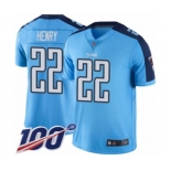 Men's Tennessee Titans #22 Derrick Henry Limited Light Blue Rush Vapor Untouchable 100th Season Football Jersey