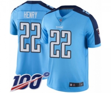 Men's Tennessee Titans #22 Derrick Henry Limited Light Blue Rush Vapor Untouchable 100th Season Football Jersey