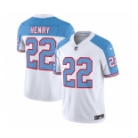 Men's Tennessee Titans #22 Derrick Henry White Blue 2023 F.U.S.E. Vapor Limited Throwback Football Stitched Jersey