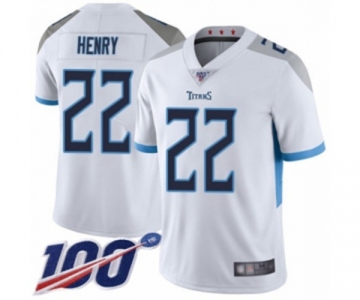 Men's Tennessee Titans #22 Derrick Henry White Vapor Untouchable Limited Player 100th Season Football Jersey