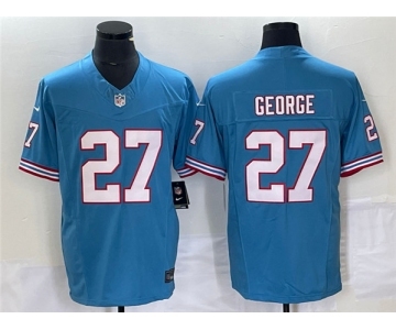 Men's Tennessee Titans #27 Eddie George Light Blue 2023 F.U.S.E. Vapor Limited Throwback Stitched Football Jersey