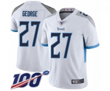 Men's Tennessee Titans #27 Eddie George White Vapor Untouchable Limited Player 100th Season Football Jersey