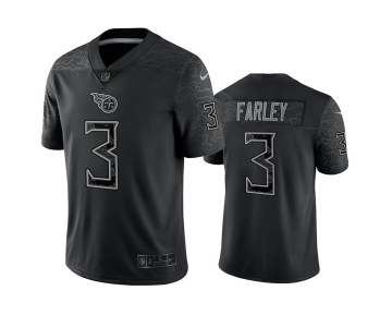 Men's Tennessee Titans #3 Caleb Farley Black Reflective Limited Stitched Football Jersey