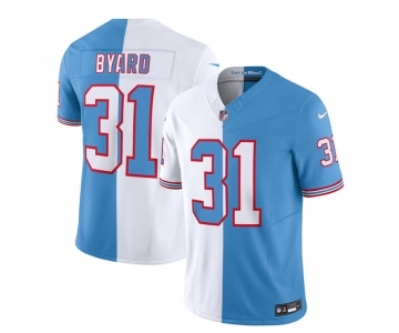 Men's Tennessee Titans #31 Kevin Byard White Blue 2023 F.U.S.E. Split Vapor Limited Throwback Football Stitched Jersey