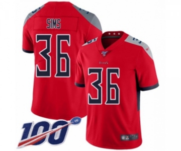 Men's Tennessee Titans #36 LeShaun Sims Limited Red Inverted Legend 100th Season Football Jersey