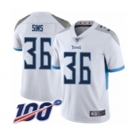 Men's Tennessee Titans #36 LeShaun Sims White Vapor Untouchable Limited Player 100th Season Football Jersey