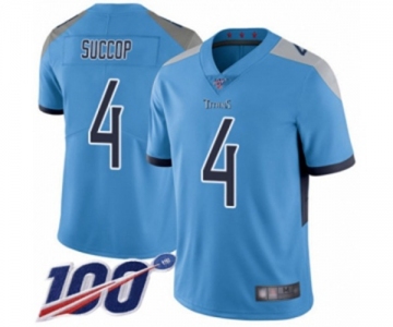 Men's Tennessee Titans #4 Ryan Succop Light Blue Alternate Vapor Untouchable Limited Player 100th Season Football Jersey