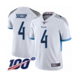 Men's Tennessee Titans #4 Ryan Succop White Vapor Untouchable Limited Player 100th Season Football Jersey