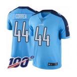 Men's Tennessee Titans #44 Kamalei Correa Limited Light Blue Rush Vapor Untouchable 100th Season Football Jersey