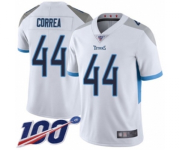 Men's Tennessee Titans #44 Kamalei Correa White Vapor Untouchable Limited Player 100th Season Football Jersey