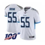 Men's Tennessee Titans #55 Jayon Brown White Vapor Untouchable Limited Player 100th Season Football Jersey