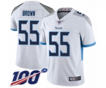 Men's Tennessee Titans #55 Jayon Brown White Vapor Untouchable Limited Player 100th Season Football Jersey