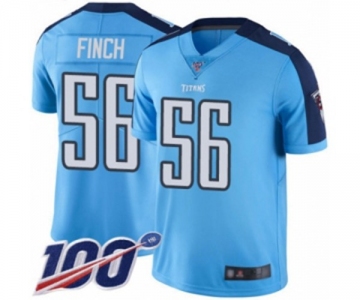 Men's Tennessee Titans #56 Sharif Finch Limited Light Blue Rush Vapor Untouchable 100th Season Football Jersey