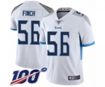 Men's Tennessee Titans #56 Sharif Finch White Vapor Untouchable Limited Player 100th Season Football Jersey