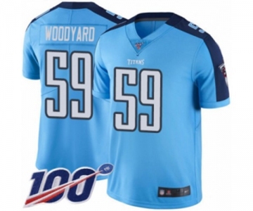 Men's Tennessee Titans #59 Wesley Woodyard Limited Light Blue Rush Vapor Untouchable 100th Season Football Jersey