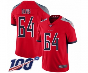 Men's Tennessee Titans #64 Nate Davis Limited Red Inverted Legend 100th Season Football Jersey