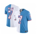 Men's Tennessee Titans #7 Malik Willis White Blue 2023 F.U.S.E. Split Vapor Limited Throwback Football Stitched Jersey