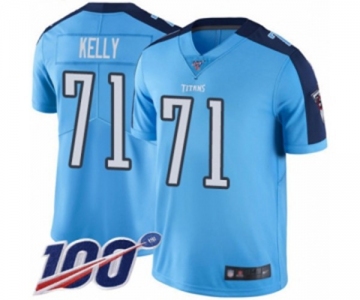 Men's Tennessee Titans #71 Dennis Kelly Limited Light Blue Rush Vapor Untouchable 100th Season Football Jersey