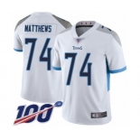 Men's Tennessee Titans #74 Bruce Matthews White Vapor Untouchable Limited Player 100th Season Football Jersey