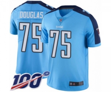 Men's Tennessee Titans #75 Jamil Douglas Limited Light Blue Rush Vapor Untouchable 100th Season Football Jersey