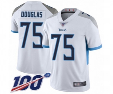 Men's Tennessee Titans #75 Jamil Douglas White Vapor Untouchable Limited Player 100th Season Football Jersey