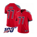 Men's Tennessee Titans #77 Taylor Lewan Limited Red Inverted Legend 100th Season Football Jersey