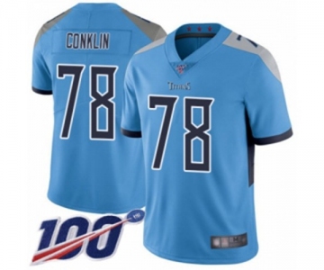 Men's Tennessee Titans #78 Jack Conklin Light Blue Alternate Vapor Untouchable Limited Player 100th Season Football Jersey