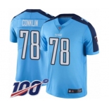 Men's Tennessee Titans #78 Jack Conklin Limited Light Blue Rush Vapor Untouchable 100th Season Football Jersey