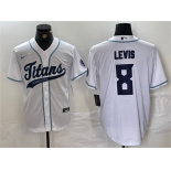 Men's Tennessee Titans #8 Will Levis White With Patch Cool Base Stitched Baseball Jersey