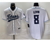 Men's Tennessee Titans #8 Will Levis White With Patch Cool Base Stitched Baseball Jersey