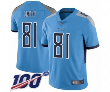 Men's Tennessee Titans #81 Jonnu Smith Light Blue Alternate Vapor Untouchable Limited Player 100th Season Football Jersey