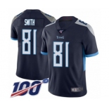 Men's Tennessee Titans #81 Jonnu Smith Navy Blue Team Color Vapor Untouchable Limited Player 100th Season Football Jersey