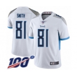 Men's Tennessee Titans #81 Jonnu Smith White Vapor Untouchable Limited Player 100th Season Football Jersey