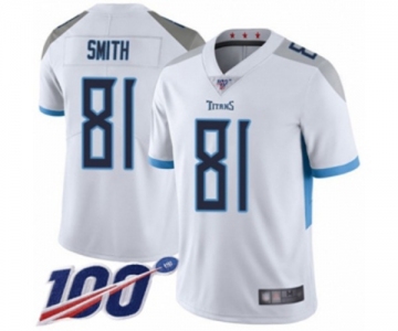 Men's Tennessee Titans #81 Jonnu Smith White Vapor Untouchable Limited Player 100th Season Football Jersey