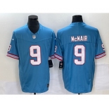 Men's Tennessee Titans #9 Steve McNair Blue 2023 FUSE Vapor Limited Throwback Stitched Jersey