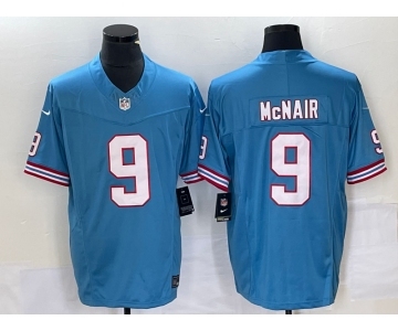 Men's Tennessee Titans #9 Steve McNair Blue 2023 FUSE Vapor Limited Throwback Stitched Jersey