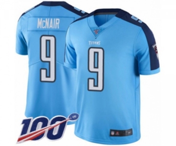 Men's Tennessee Titans #9 Steve McNair Limited Light Blue Rush Vapor Untouchable 100th Season Football Jersey