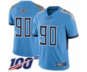 Men's Tennessee Titans #90 DaQuan Jones Light Blue Alternate Vapor Untouchable Limited Player 100th Season Football Jersey