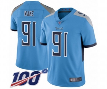 Men's Tennessee Titans #91 Cameron Wake Light Blue Alternate Vapor Untouchable Limited Player 100th Season Football Jersey