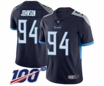 Men's Tennessee Titans #94 Austin Johnson Navy Blue Team Color Vapor Untouchable Limited Player 100th Season Football Jersey