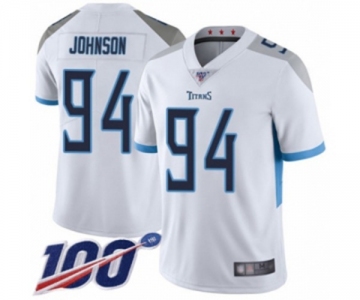 Men's Tennessee Titans #94 Austin Johnson White Vapor Untouchable Limited Player 100th Season Football Jersey