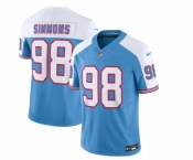 Men's Tennessee Titans #98 Jeffery Simmons Blue White 2023 F.U.S.E. Vapor Limited Throwback Football Stitched Jersey