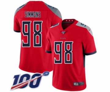 Men's Tennessee Titans #98 Jeffery Simmons Limited Red Inverted Legend 100th Season Football Jersey