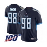 Men's Tennessee Titans #98 Jeffery Simmons Navy Blue Team Color Vapor Untouchable Limited Player 100th Season Football Jersey