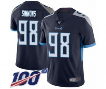 Men's Tennessee Titans #98 Jeffery Simmons Navy Blue Team Color Vapor Untouchable Limited Player 100th Season Football Jersey