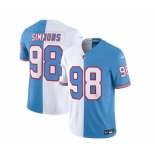 Men's Tennessee Titans #98 Jeffery Simmons White Blue 2023 F.U.S.E. Split Vapor Limited Throwback Football Stitched Jersey