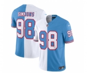 Men's Tennessee Titans #98 Jeffery Simmons White Blue 2023 F.U.S.E. Split Vapor Limited Throwback Football Stitched Jersey