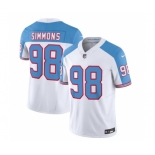 Men's Tennessee Titans #98 Jeffery Simmons White Blue 2023 F.U.S.E. Vapor Limited Throwback Football Stitched Jersey